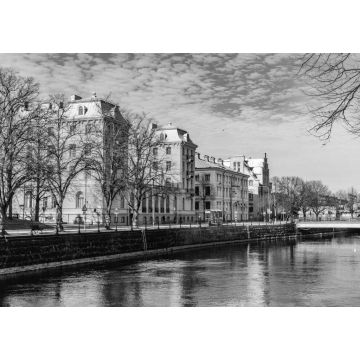 Lais Puzzle - Elite Grand Hotel in Gavle mit Blick auf den Fluss Gavlean, Schweden in schwarz weiß - 1.000 Teile