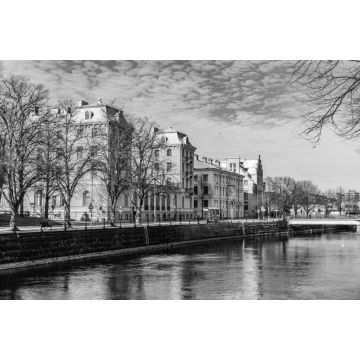 Lais Puzzle - Elite Grand Hotel in Gavle mit Blick auf den Fluss Gavlean, Schweden in schwarz weiß - 2.000 Teile