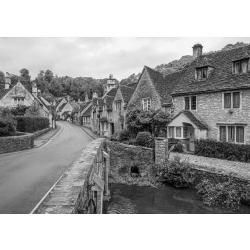 Lais Puzzle - Dorf Castle Combe, Wiltshire, Vereinigtes Königreich. Brücke über den Fluss Bybrook in schwarz weiß - 500, 1.000 & 2.000 Teile
