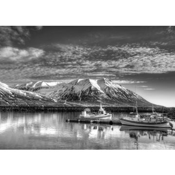 Lais Puzzle - Fischereihafen in Olafsfjordur - Island in schwarz weiß - 500, 1.000 & 2.000 Teile
