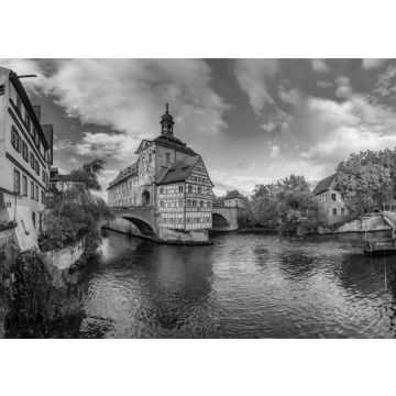 Lais Puzzle - Beeindruckender Panoramablick auf das historische Stadtzentrum von Bamberg, Deutschland. UNESCO Weltkulturerbe in schwarz weiß - 500, 1.000 & 2.000 Teile