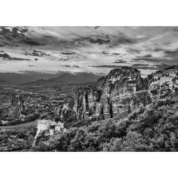 Lais Puzzle - Sonnenuntergang in Meteora in Griechenland in schwarz weiß - 1.000 Teile