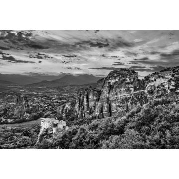 Lais Puzzle - Sonnenuntergang in Meteora in Griechenland in schwarz weiß - 2.000 Teile