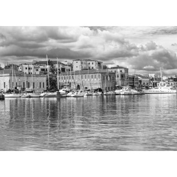 Lais Puzzle - Reisen in Griechenland - schöne Hafenmole der Altstadt von Chania auf der Insel Kreta in schwarz weiß - 1.000 Teile