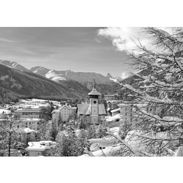 Lais Puzzle - Landschaft des Wintersportorts Davos, Schweiz in schwarz weiß - 500, 1.000 & 2.000 Teile