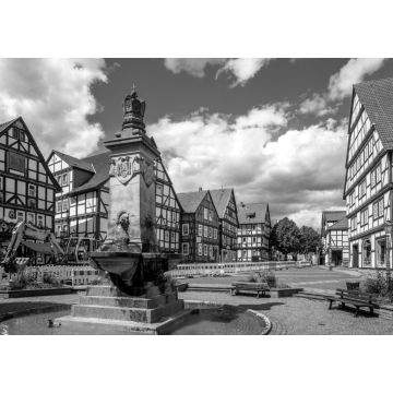 Lais Puzzle - Marktplatz, Hofgeismar, Hessen, Deutschland in schwarz weiß - 1.000 Teile