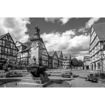 Lais Puzzle - Marktplatz, Hofgeismar, Hessen, Deutschland in schwarz weiß - 2.000 Teile