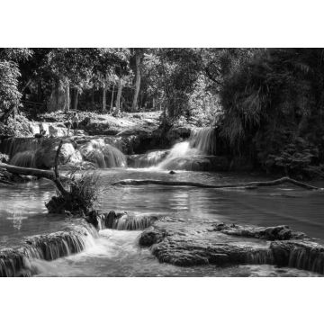 Lais Puzzle - Türkisfarbenes Wasser des Kuang Si-Wasserfalls, Luang Prabang, Laos. Tropischer Regenwald in schwarz weiß - 500, 1.000 & 2.000 Teile