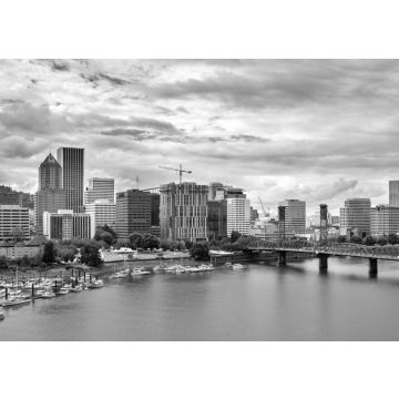 Lais Puzzle - Skyline von Portland und Willamette River - Portland, Oregon, USA in schwarz weiß - 500, 1.000 & 2.000 Teile