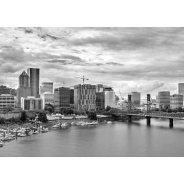 Lais Puzzle - Skyline von Portland und Willamette River - Portland, Oregon, USA in schwarz weiß - 1.000 Teile