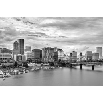 Lais Puzzle - Skyline von Portland und Willamette River - Portland, Oregon, USA in schwarz weiß - 2.000 Teile