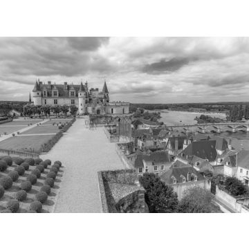 Lais Puzzle - Schloss Amboise, schönes französisches Kulturerbe, Panorama mit dem Fluss Loire im Frühling in schwarz weiß - 500, 1.000 & 2.000 Teile