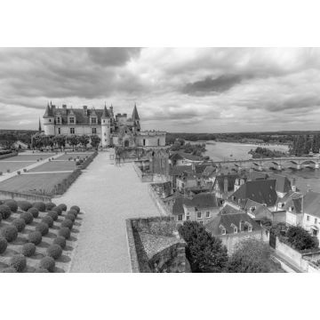Lais Puzzle - Schloss Amboise, schönes französisches Kulturerbe, Panorama mit dem Fluss Loire im Frühling in schwarz weiß - 1.000 Teile