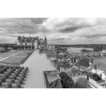 Lais Puzzle - Schloss Amboise, schönes französisches Kulturerbe, Panorama mit dem Fluss Loire im Frühling in schwarz weiß - 2.000 Teile