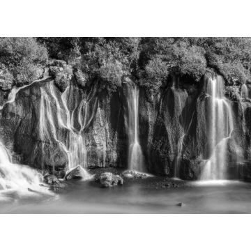 Lais Puzzle - Hraunfossar Wasserfall, Island in schwarz weiß - 1.000 Teile