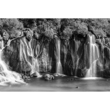 Lais Puzzle - Hraunfossar Wasserfall, Island in schwarz weiß - 2.000 Teile