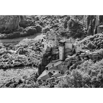 Lais Puzzle - Kloster von Roussanou in Meteora in Griechenland in schwarz weiß - 1.000 Teile