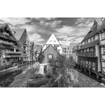 Lais Puzzle - Straßenansicht in der Altstadt von Ulm, Baden Württemberg, Deutschland in schwarz weiß - 2.000 Teile