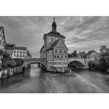 Lais Puzzle - Das historische Alte Rathaus von Bamberg in Bayern, Deutschland in der Morgendämmerung in schwarz weiß - 500, 1.000 & 2.000 Teile
