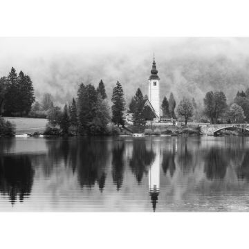 Lais Puzzle - Der Bohinjer See im Nationalpark Triglav, Slowenien in schwarz weiß - 1.000 Teile