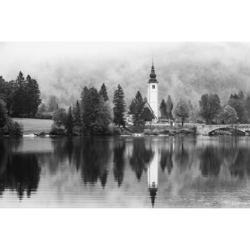 Lais Puzzle - Der Bohinjer See im Nationalpark Triglav, Slowenien in schwarz weiß - 2.000 Teile