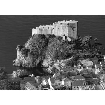 Lais Puzzle - Luftaufnahme des Forts Lovrijenac oder der Festung St. Lorenz, auch Gibraltar von Dubrovnik genannt, am Morgen, Dubrovnik, Kroatien in schwarz weiß - 1.000 Teile