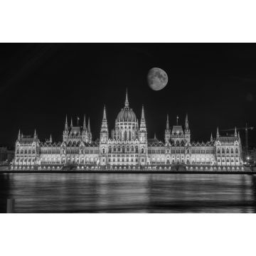 Lais Puzzle - Superblutmond in Budapest, Ungarn in schwarz weiß - 2.000 Teile