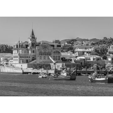 Lais Puzzle - Seixas Palast hinter dem Yachthafen in Cascais, Portugal in schwarz weiß - 1.000 Teile