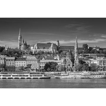 Lais Puzzle - Blick auf das Flussufer von Budapest im Herbst in schwarz weiß - 2.000 Teile