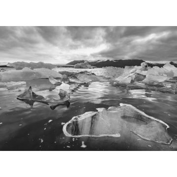 Lais Puzzle - Eisberge in der Gletscherlagune Jokulsarlon. Vatnajokull-Nationalpark, Südost-Island, Europa. Landschaftsfotografie in schwarz weiß - 1.000 Teile