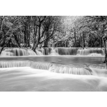 Lais Puzzle - Reise zum schönen Wasserfall im tropischen Regenwald, weiches Wasser des Baches im Naturpark in Kanchanaburi in schwarz weiß - 500, 1.000 & 2.000 Teile