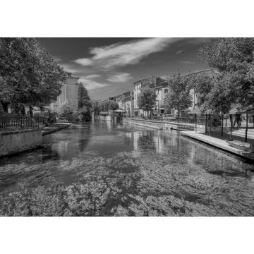 Lais Puzzle - Die Handwerkerstadt Isle sur la Sorgue im Departement Vaucluse in der Provence, Südfrankreich in schwarz weiß - 1.000 Teile