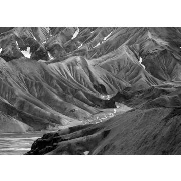 Lais Puzzle - Vulkanische Berge von Landmannalaugar im Naturschutzgebiet Fjallabak. Island in schwarz weiß - 500, 1.000 & 2.000 Teile