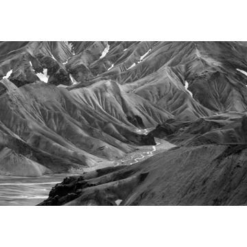 Lais Puzzle - Vulkanische Berge von Landmannalaugar im Naturschutzgebiet Fjallabak. Island in schwarz weiß - 2.000 Teile