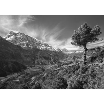 Lais Puzzle - Annapurna Gebirgskette Landschaftsansicht von der Trekkingroute zwischen den Dörfern Pisang und Manang im nepalesischen Himalaya Gebirge in schwarz weiß - 500, 1.000 & 2.000 Teile