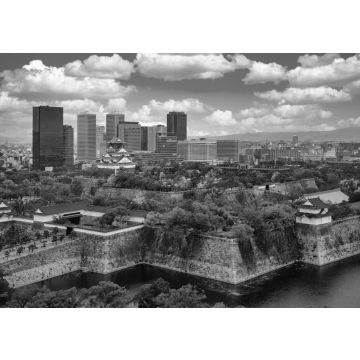 Lais Puzzle - Stadtbild von oben auf die Stadt Osaka und die Burg von Osaka in schwarz weiß - 500, 1.000 & 2.000 Teile