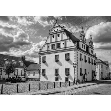Lais Puzzle - niemegk, deutschland - altstadt mit altem rathaus in schwarz weiß - 1.000 Teile