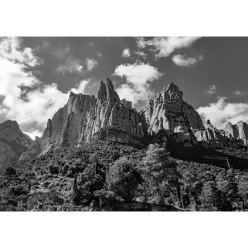 Lais Puzzle - Berg von Montserrat, Katalonien, Spanien in schwarz weiß - 1.000 Teile