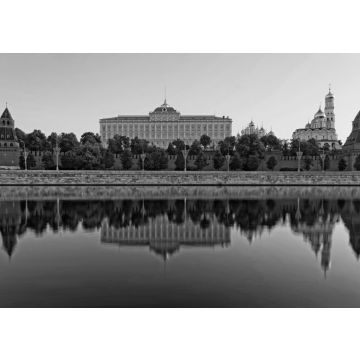Lais Puzzle - Frontansicht des Moskauer Kremls und Spiegelung im Fluss in schwarz weiß - 500, 1.000 & 2.000 Teile