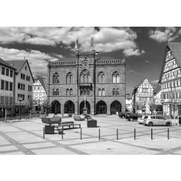 Lais Puzzle - Altes Rathaus von Tauberbishofsheim in Baden-Württemberg in schwarz weiß - 500, 1.000 & 2.000 Teile