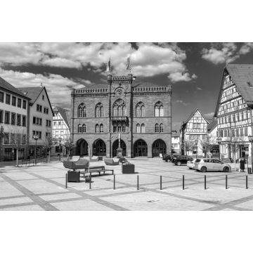 Lais Puzzle - Altes Rathaus von Tauberbishofsheim in Baden-Württemberg in schwarz weiß - 2.000 Teile