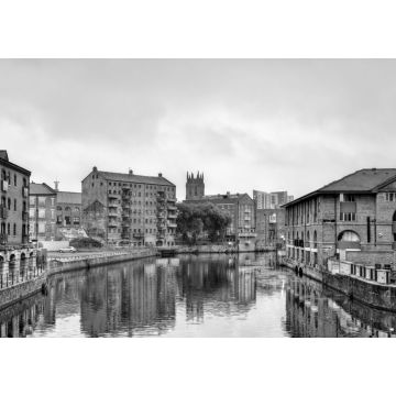 Lais Puzzle - Blick auf Leeds mit dem Fluss Aire in England in schwarz weiß - 1.000 Teile