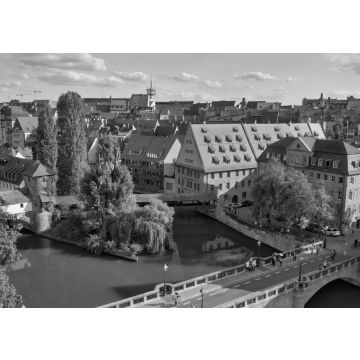 Lais Puzzle - Schöne Luftaufnahme der mittelalterlichen Stadtsilhouette von Nürnberg im Sommer, Deutschland in schwarz weiß - 500, 1.000 & 2.000 Teile