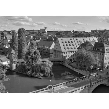 Lais Puzzle - Schöne Luftaufnahme der mittelalterlichen Stadtsilhouette von Nürnberg im Sommer, Deutschland in schwarz weiß - 1.000 Teile