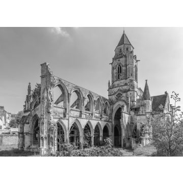 Lais Puzzle - Teilweise ruinierte mittelalterliche Kirche Saint Etienne in Caen, Normandie, Frankreich in schwarz weiß - 500, 1.000 & 2.000 Teile