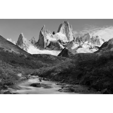 Lais Puzzle - Patagonien Berge Gletscher Wanderweg in Herbstlandschaft Mt. Cerro Fitz Roy Argentinien in schwarz weiß - 2.000 Teile