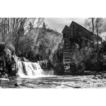 Lais Puzzle - Wasserfall bei Old Crystal Mill White River National Forest Colorado in schwarz weiß - 2.000 Teile