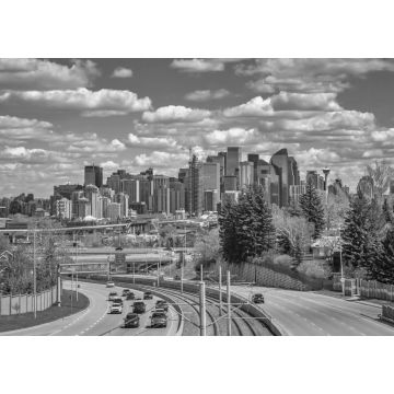 Lais Puzzle - Lebhafte Wolken über der Innenstadt von Calgary in schwarz weiß - 1.000 Teile