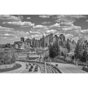 Lais Puzzle - Lebhafte Wolken über der Innenstadt von Calgary in schwarz weiß - 2.000 Teile