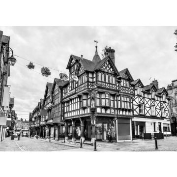 Lais Puzzle - Traditionelle englische Häuser im Tudorstil in Chester, England in schwarz weiß - 500, 1.000 & 2.000 Teile
